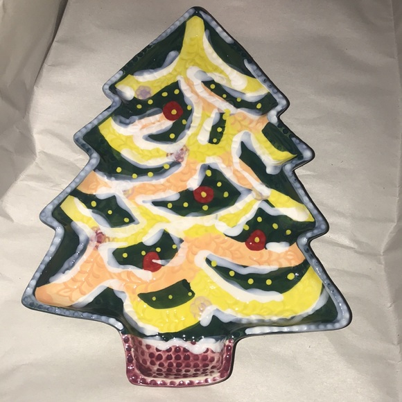 NWT Anthropologie Nathalie Lete Christmas Tree Dessert Plate - Picture 4 of 8